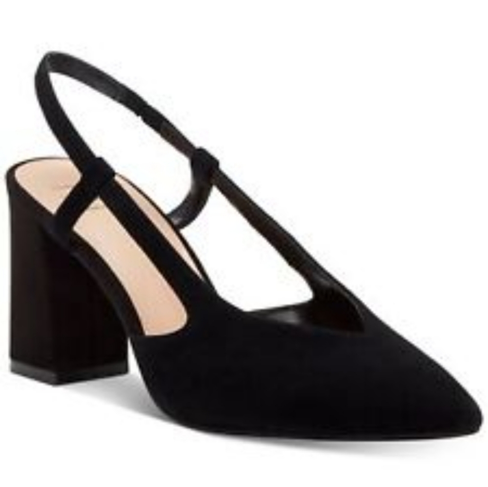 Classic Black Slingback Block Heel Women's Pump